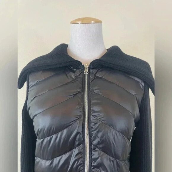 Calvin Klein Black duck down feather puffer sweater jacket size medium - Picture 2 of 8